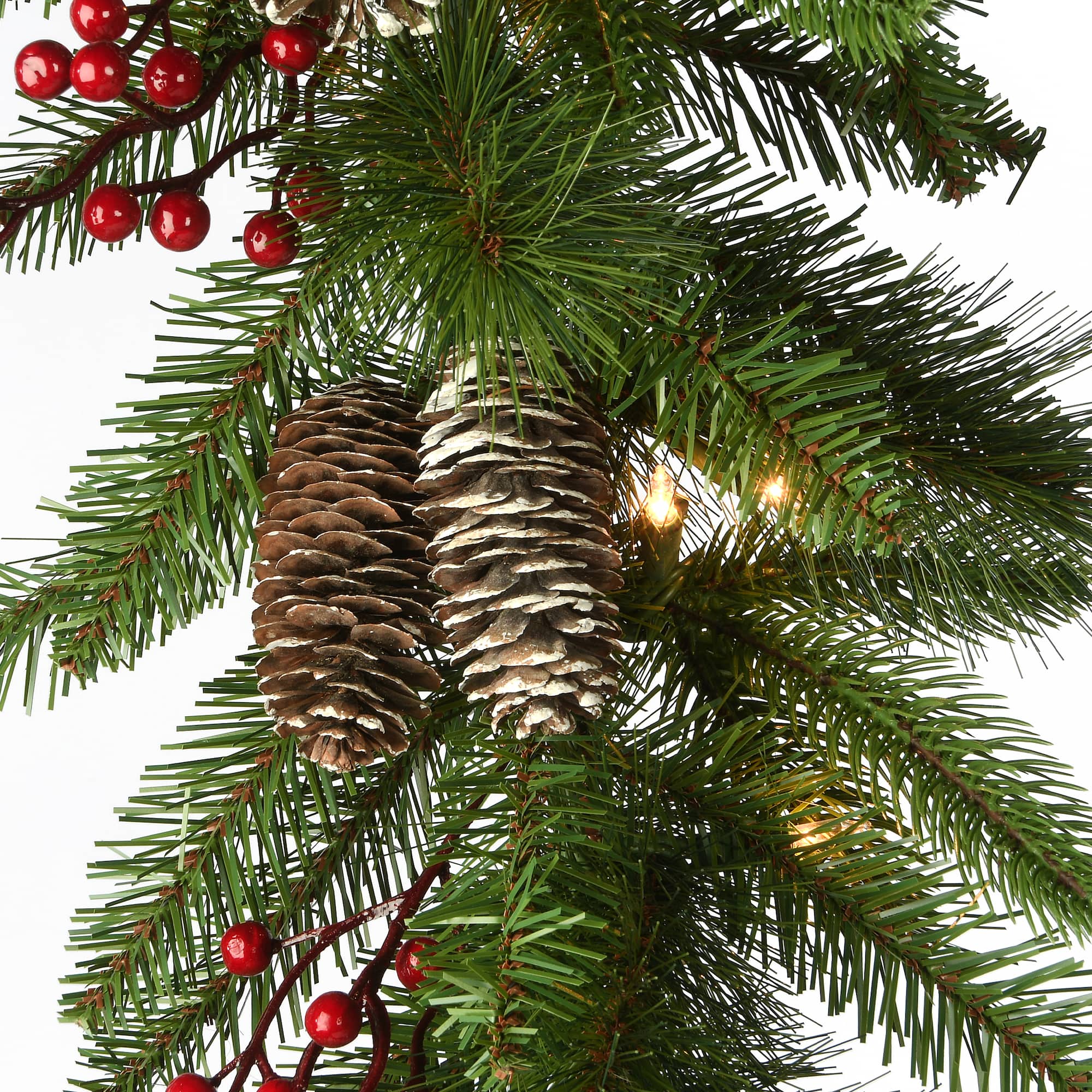 9ft. Bristle Berry Pine Garland With Battery Operated LED Lights